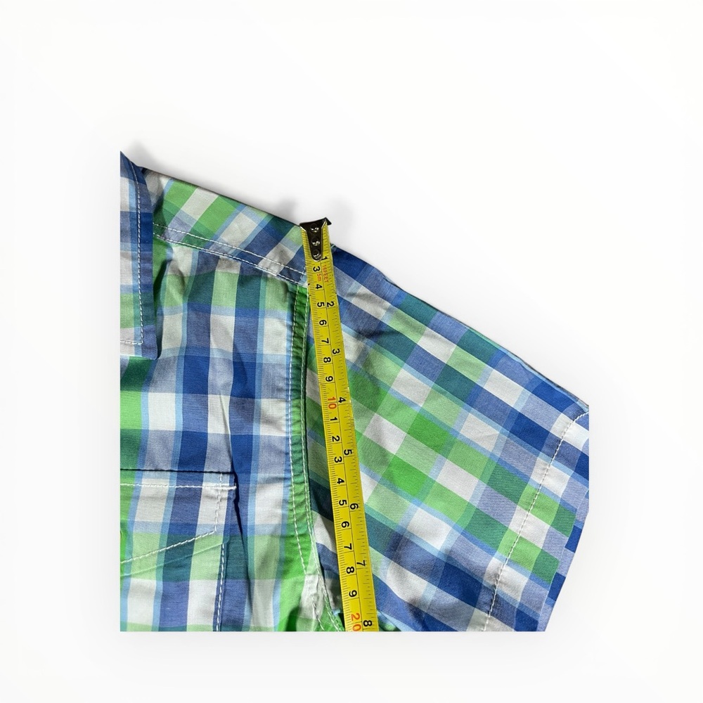 Tommy Hilfiger Boys Green & Blue Plaid Short-Sleeve Shirt - Picture 4 of 6